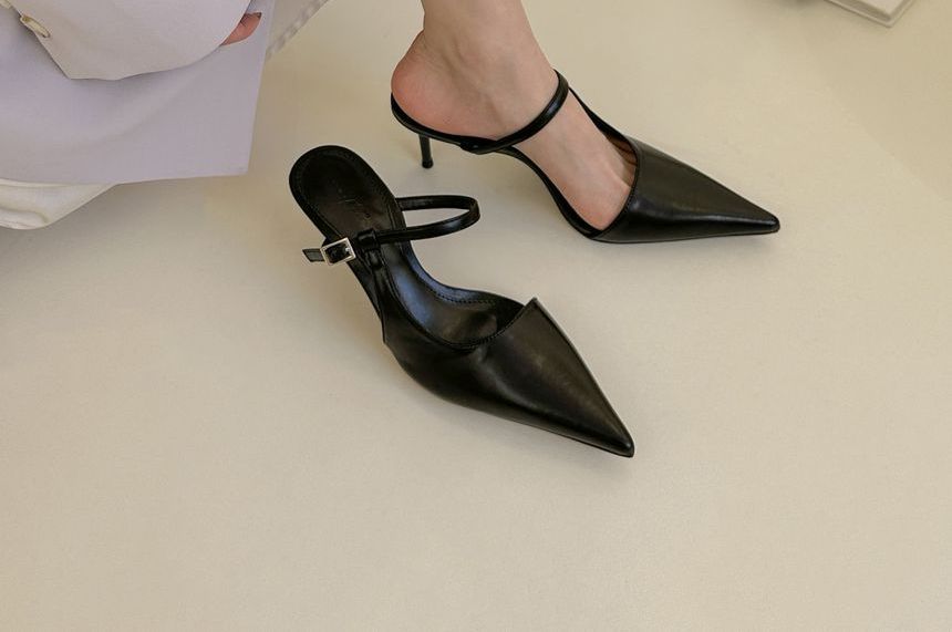 Heel Stiletto Toe Mules Pointy