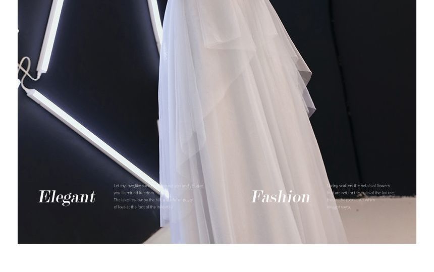 Short-Sleeve Sequined A-Line Mesh Evening Gown