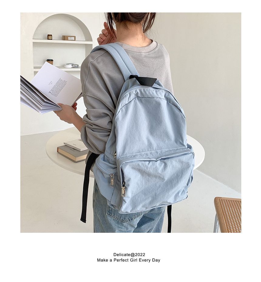 Backpack Plain Zip Nylon