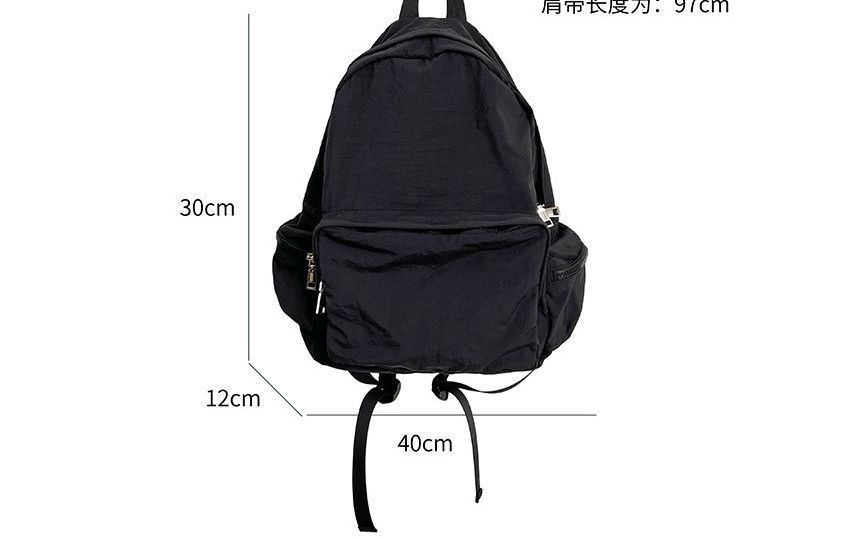 Backpack Plain Zip Nylon