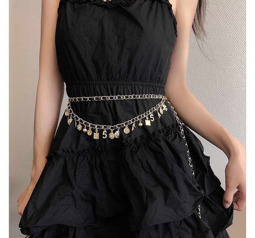 Belt Leather Chain Layered Faux Waist Alloy Fringed