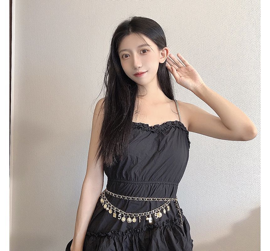 Belt Leather Chain Layered Faux Waist Alloy Fringed