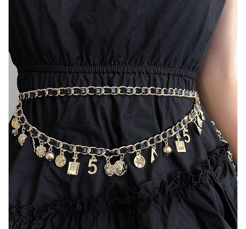 Belt Leather Chain Layered Faux Waist Alloy Fringed