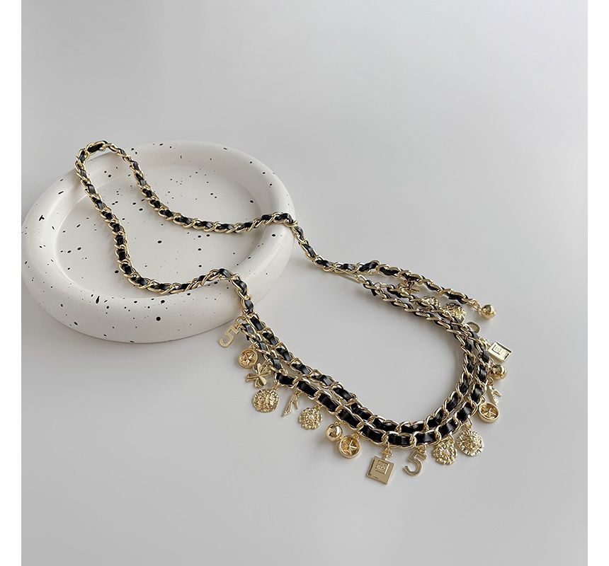 Belt Leather Chain Layered Faux Waist Alloy Fringed