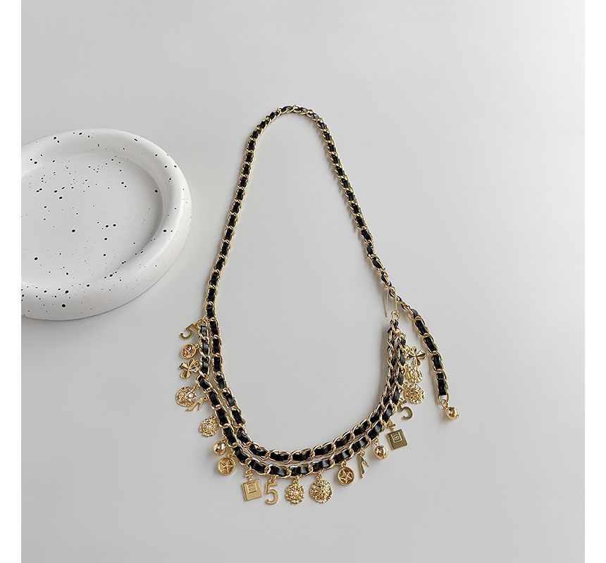 Belt Leather Chain Layered Faux Waist Alloy Fringed