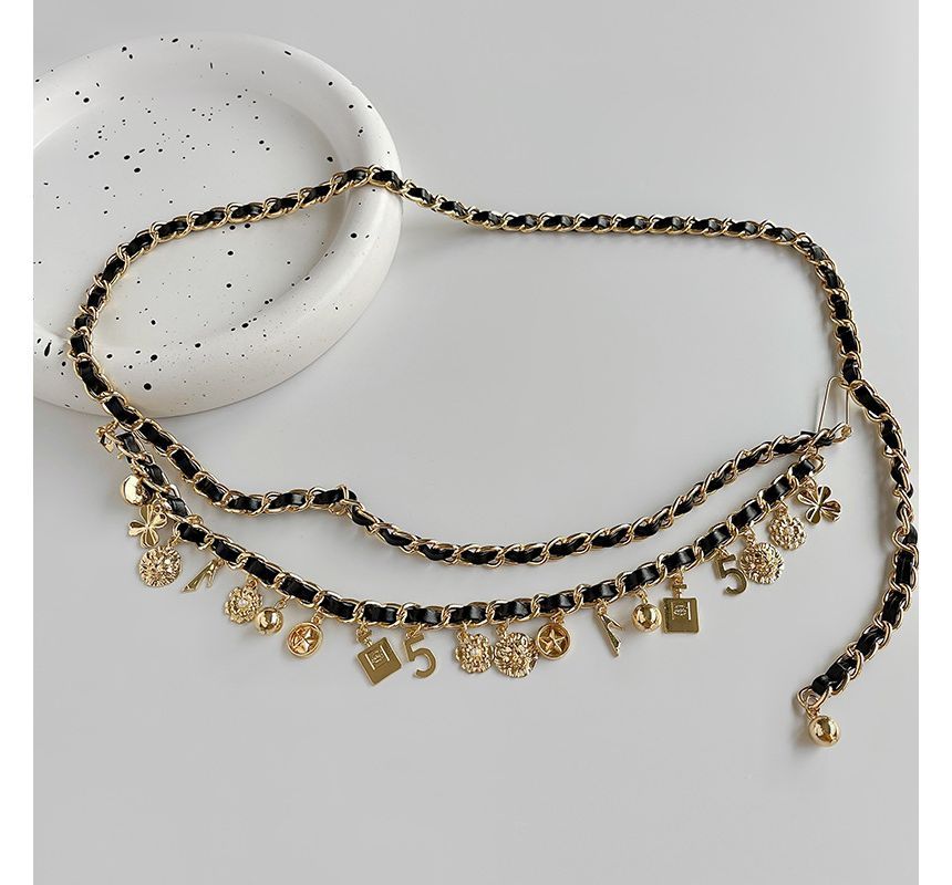 Belt Leather Chain Layered Faux Waist Alloy Fringed