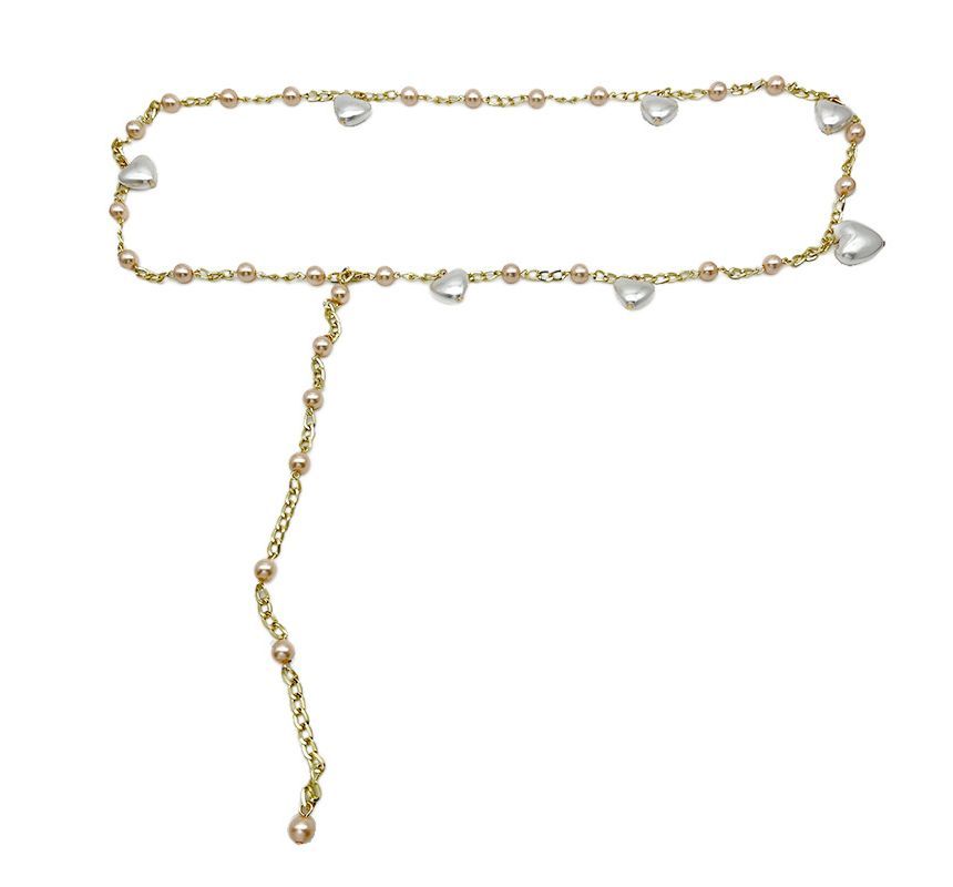 Waist Pearl Alloy Belt Heart Faux Chain