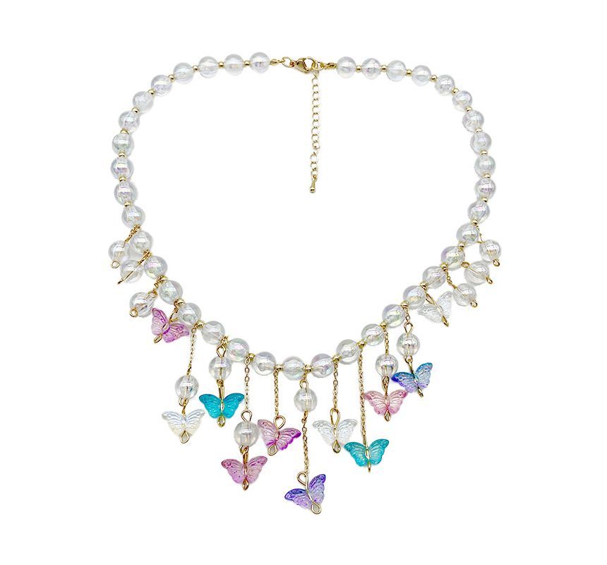 Butterfly Alloy Choker Fringed
