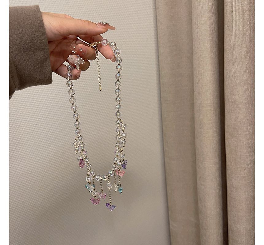 Butterfly Alloy Choker Fringed