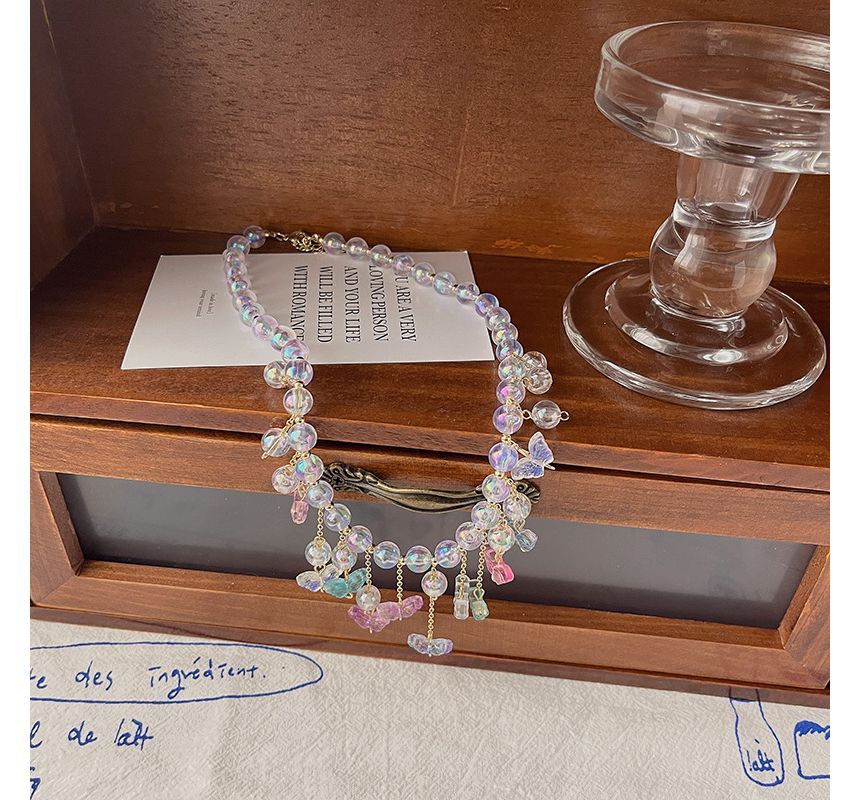 Butterfly Alloy Choker Fringed