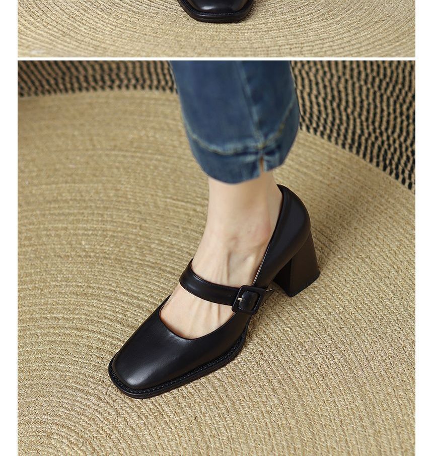 Plain Heel Mary Pumps Chunky Jane