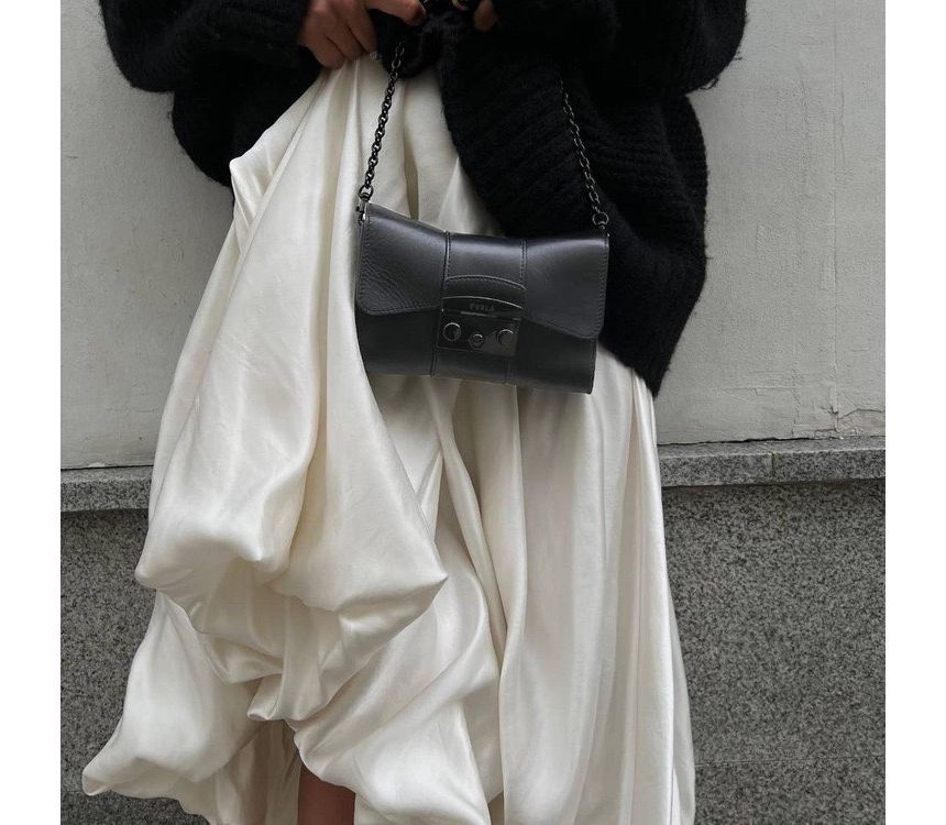 High Maxi Skirt A-Line Plain Waist