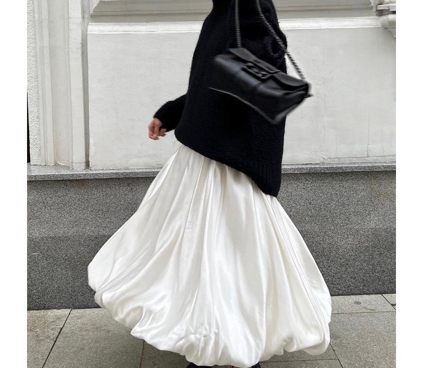 Maxi Plain High Skirt A-Line Waist