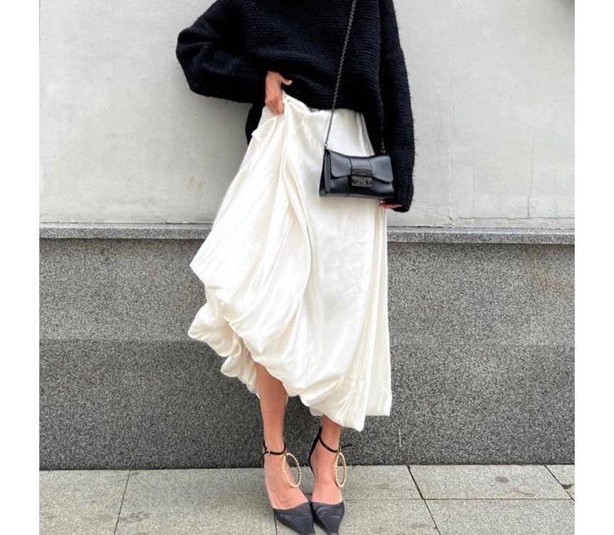 High Maxi Skirt A-Line Plain Waist