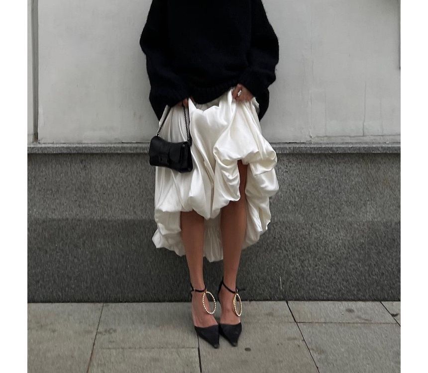 Maxi Plain High Skirt A-Line Waist