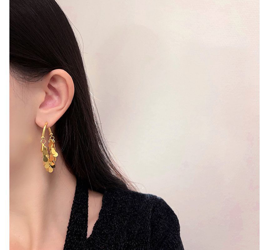 Alloy Droplet Fringed Earring