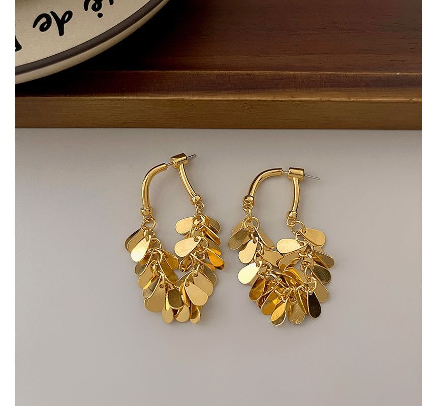 Alloy Droplet Fringed Earring
