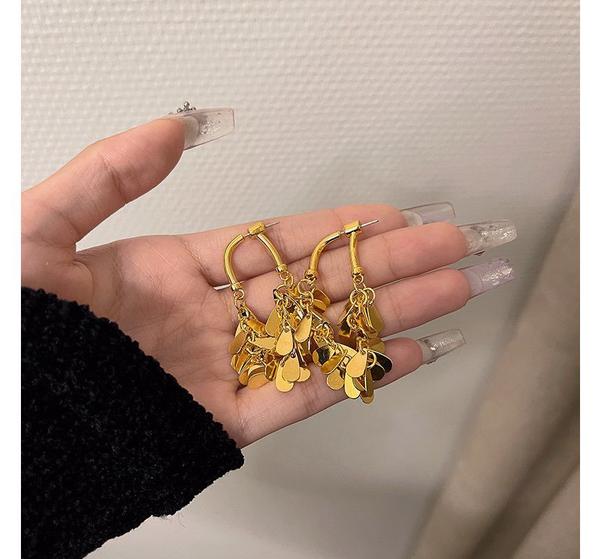 Alloy Droplet Fringed Earring