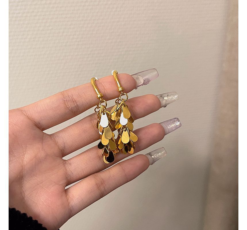 Alloy Droplet Fringed Earring