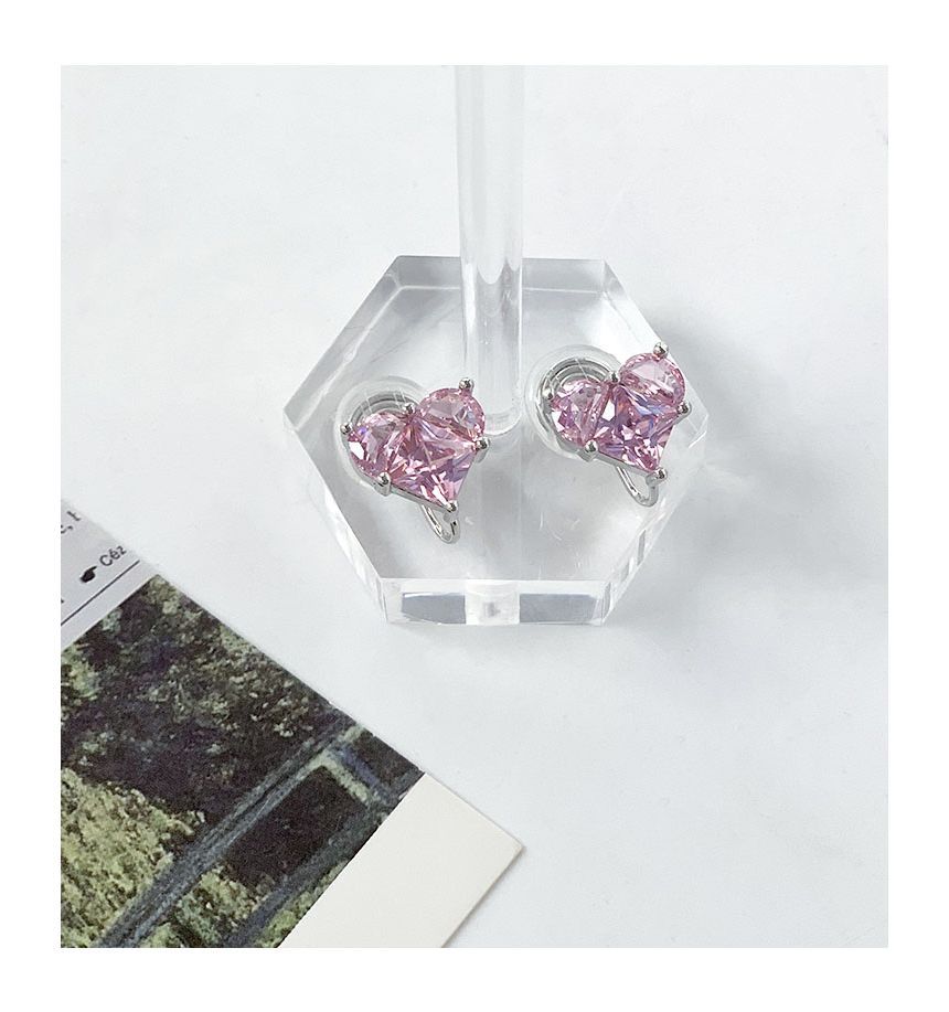 / Rhinestone Stud Clip-On Heart Earring