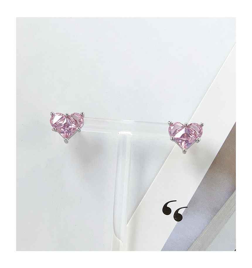 / Rhinestone Stud Clip-On Heart Earring