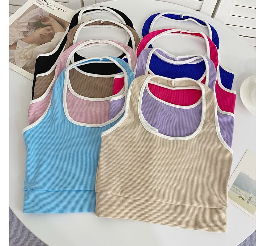 Neckholder-Camisole-Top in Farbblock-Optik