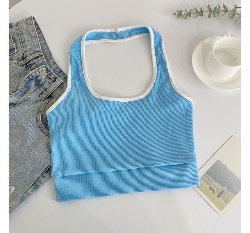 Neckholder-Camisole-Top in Farbblock-Optik