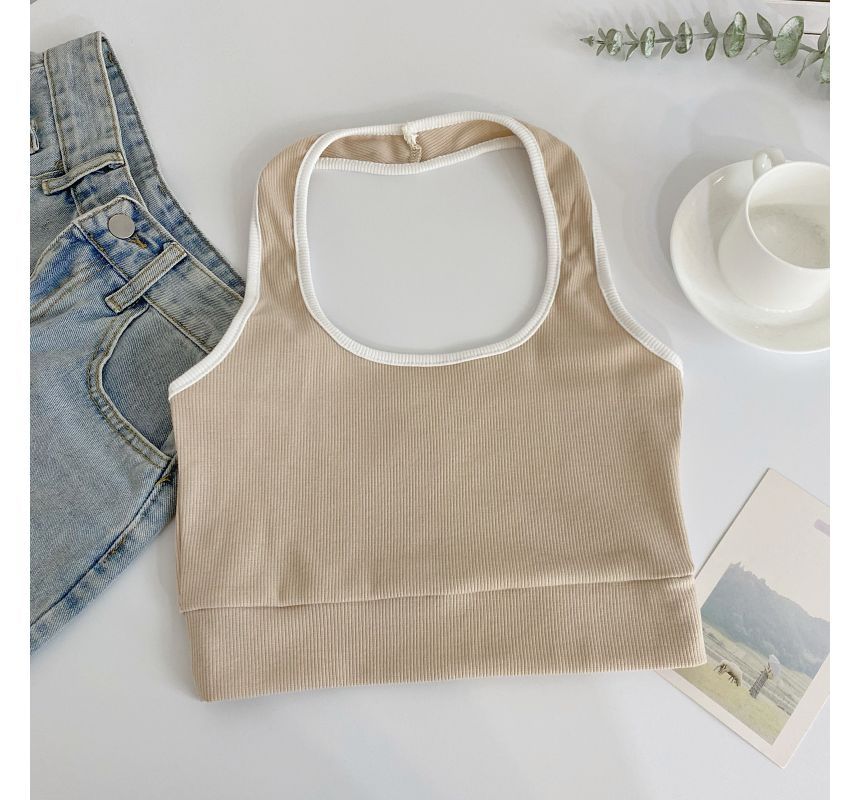 Neckholder-Camisole-Top in Farbblock-Optik