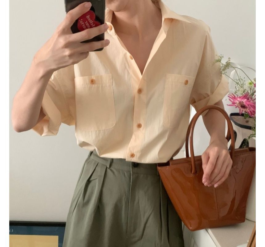 Short-Sleeve Plain Shirt