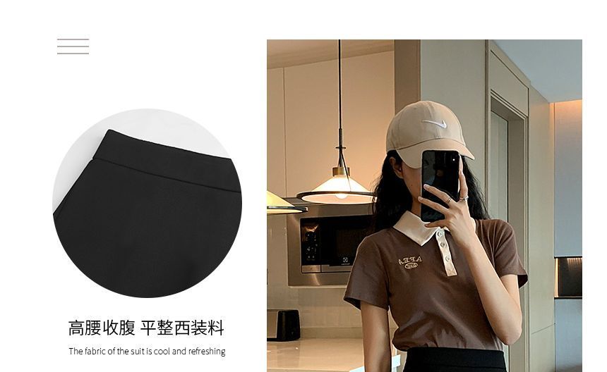 Slit Mini High Skort Waist A-Line Plain