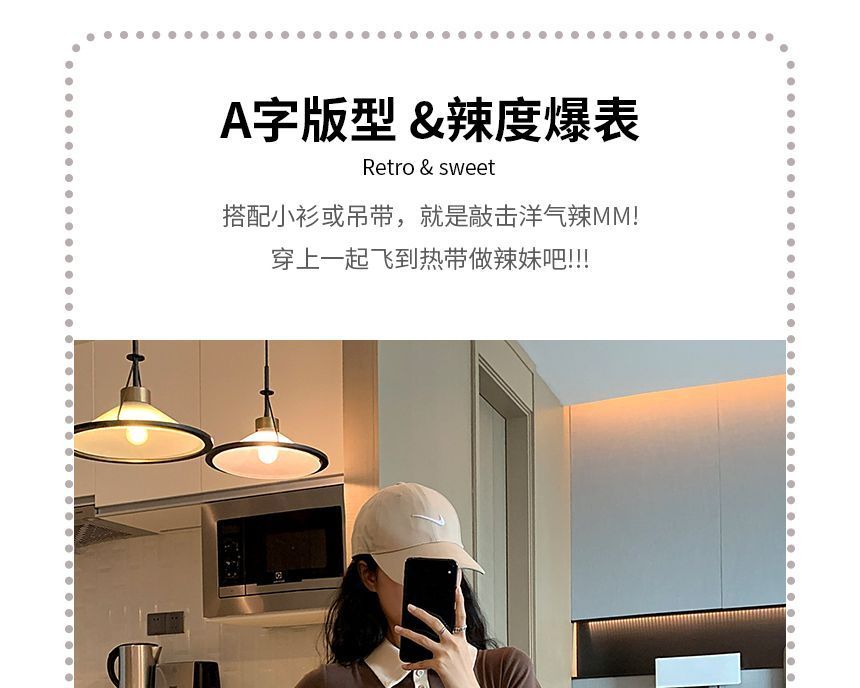 Slit Mini High Skort Waist A-Line Plain