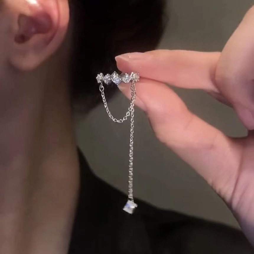 Earring Alloy Cuff Rhinestone