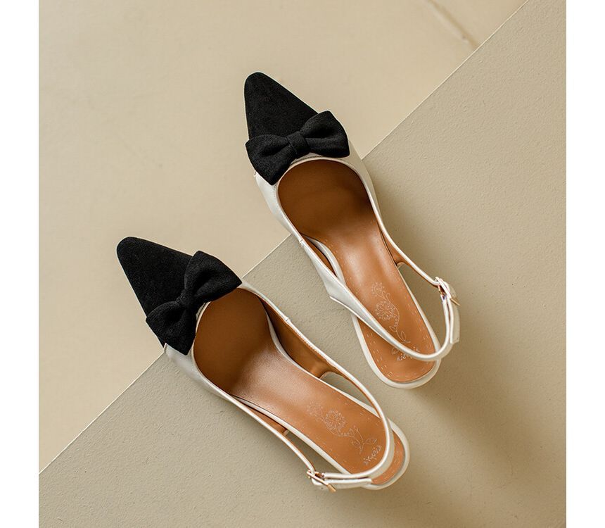 Cap Heel Toe Kitten Pointed Sandals Slingback
