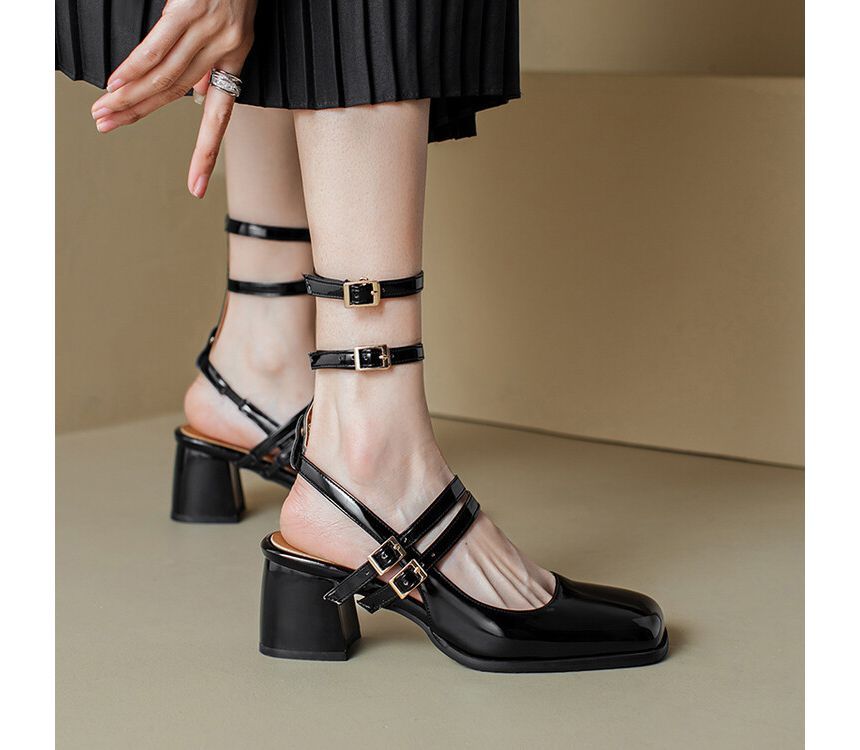 Block Heel Plain Sandals