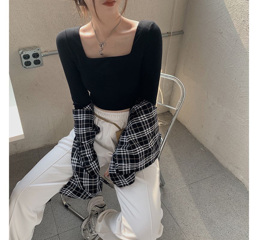 Square-Neck Plain Crop Designs) (Various T-Shirt