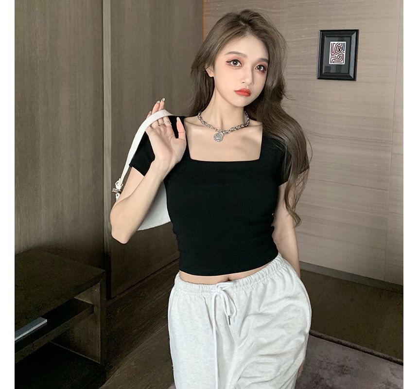 Square-Neck Plain Crop Designs) (Various T-Shirt