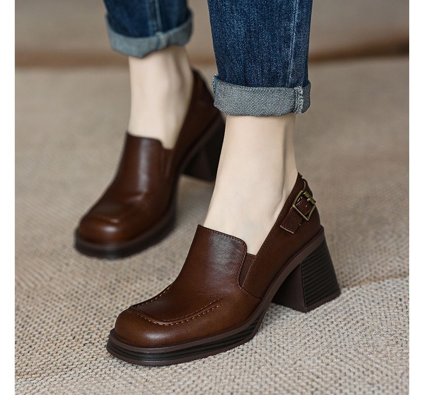 Buckled Block-Heel Loafers