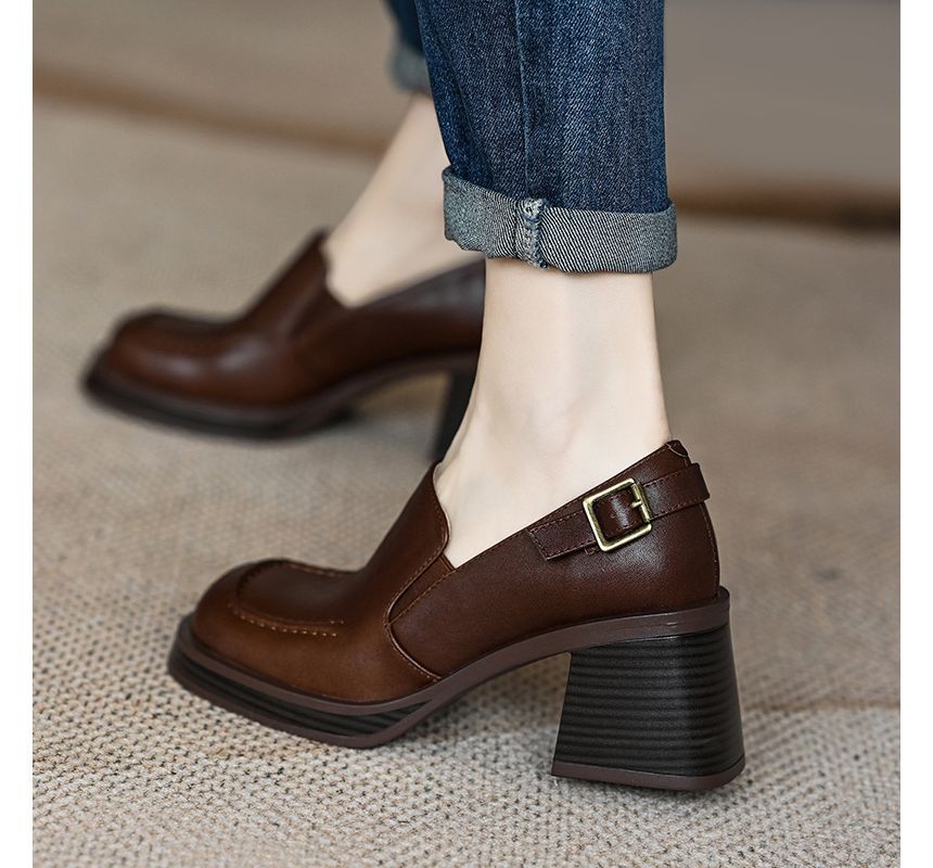 Buckled Block-Heel Loafers