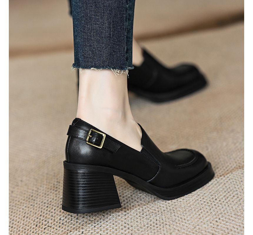 Buckled Block-Heel Loafers