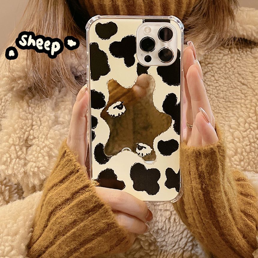 Mirrored Case Phone Cow Milk Print