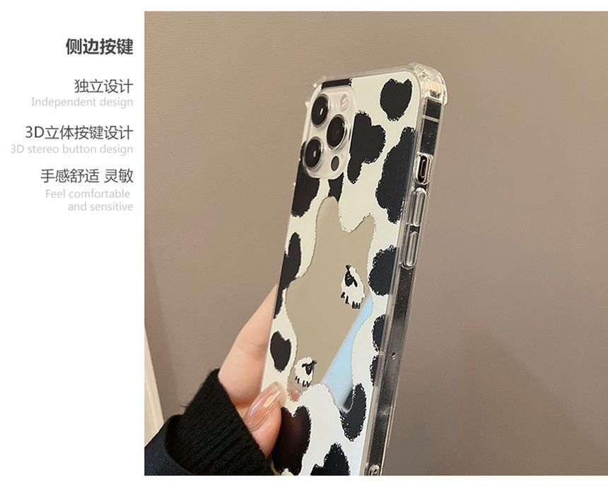 Mirrored Case Phone Cow Milk Print