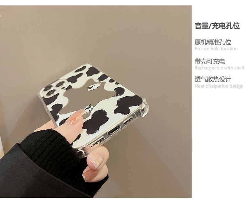 Mirrored Case Phone Cow Milk Print