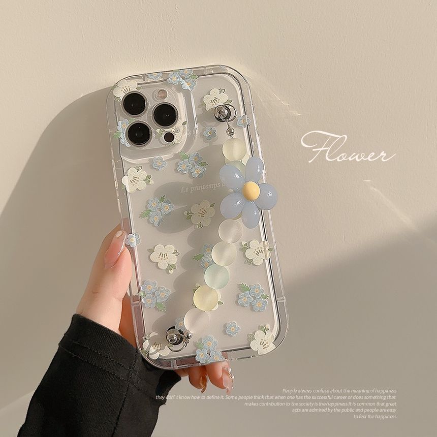 Phone Strap Transparent Case Floral