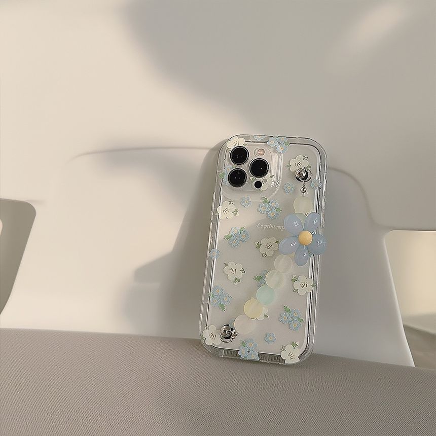 Phone Strap Transparent Case Floral