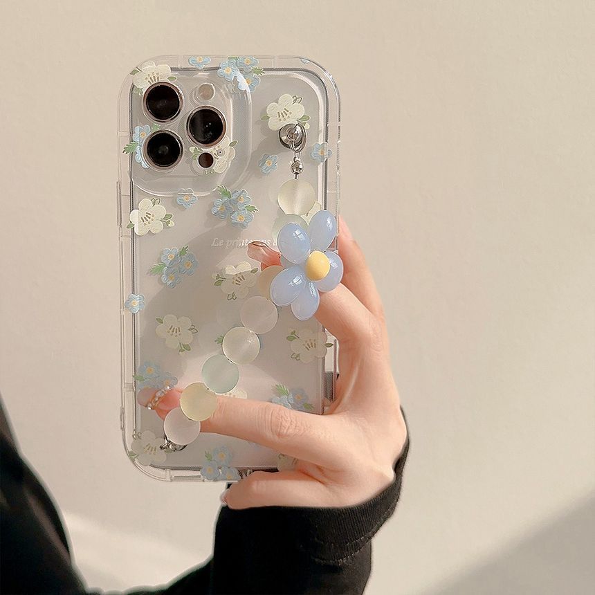 Phone Strap Transparent Case Floral