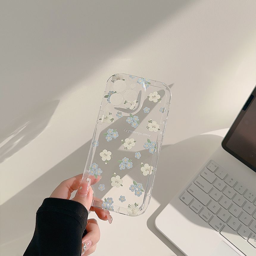 Phone Strap Transparent Case Floral