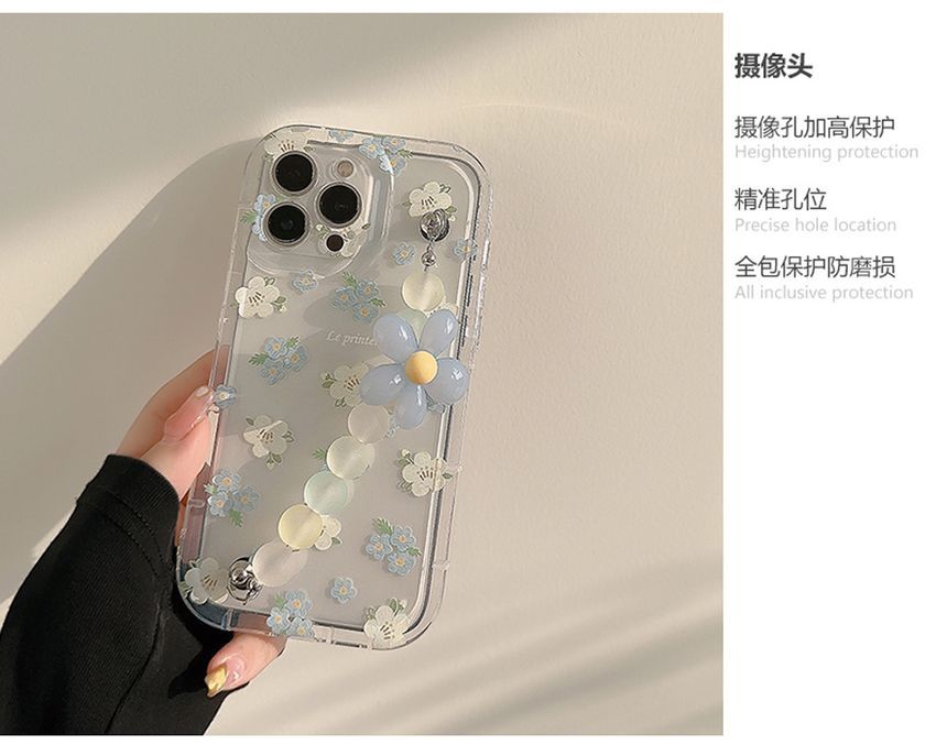 Phone Strap Transparent Case Floral