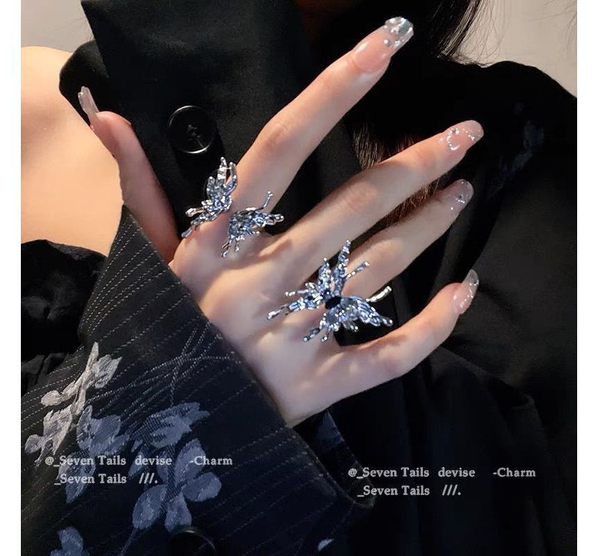 (various Butterfly designs) Alloy / Open Ring Set