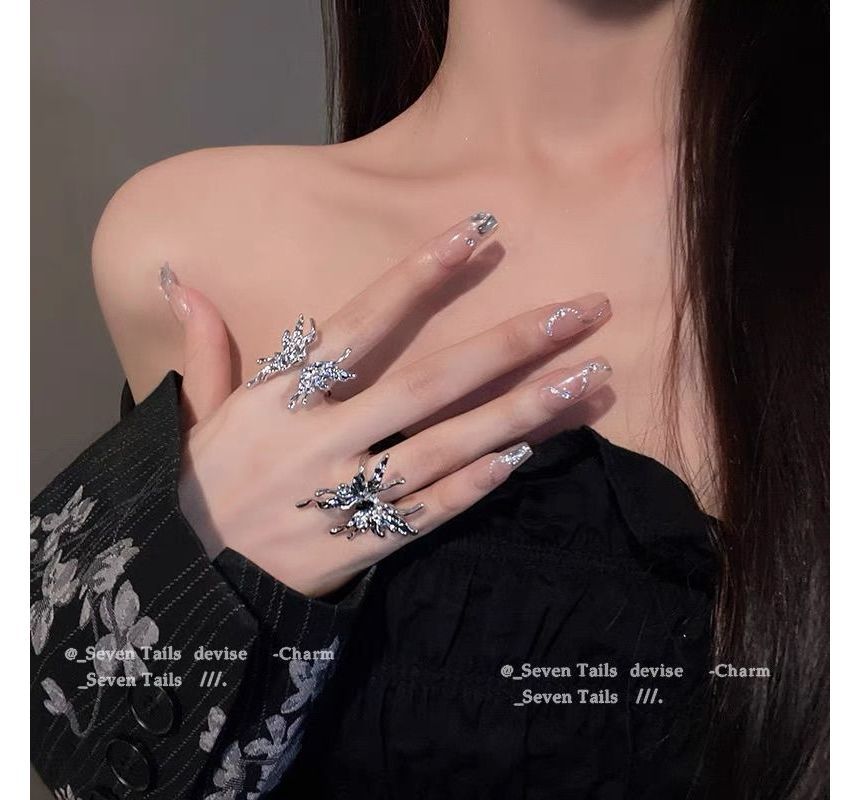 (various Butterfly designs) Alloy / Open Ring Set