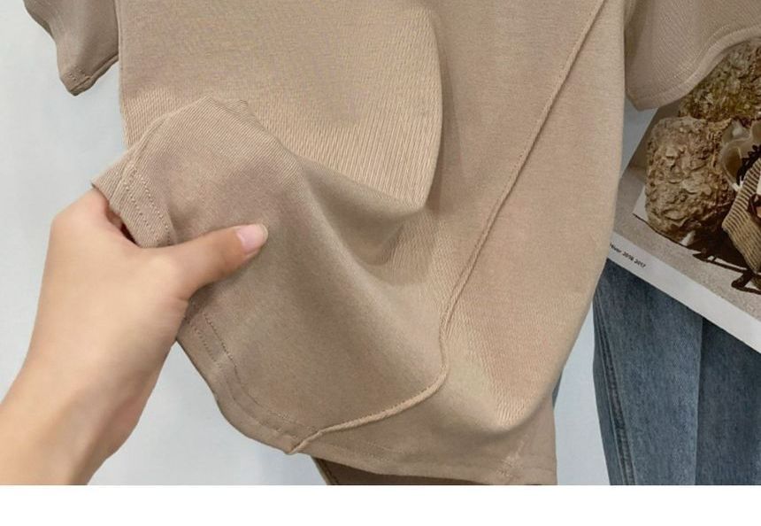 Neck Round Short-Sleeve T-Shirt Plain
